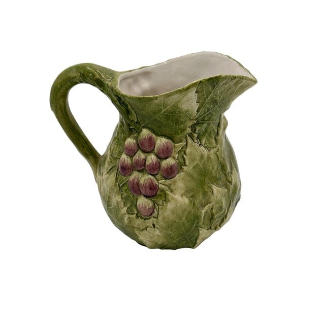 Late 20th Century San Marco Green and Purple Grape Relief Pitcher | IdleHour