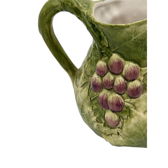 Late 20th Century San Marco Green and Purple Grape Relief Pitcher | IdleHour