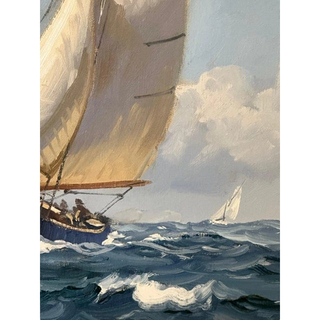 Late 20th Century Seascape Oil Painting "Sailboat on the Sea" by Charles Vickery, Framed | IdleHour