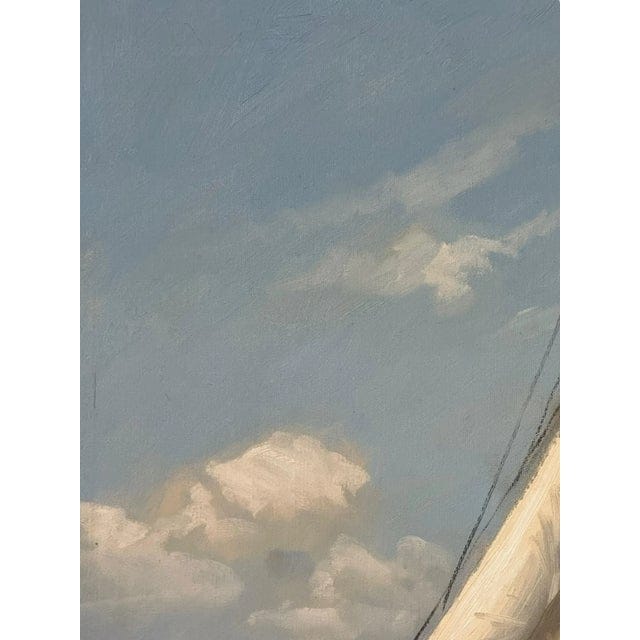 Late 20th Century Seascape Oil Painting "Sailboat on the Sea" by Charles Vickery, Framed | IdleHour