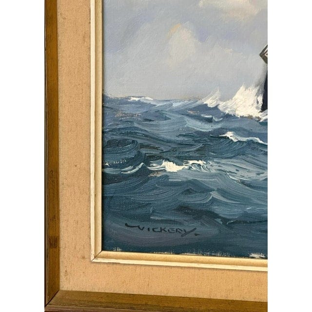 Late 20th Century Seascape Oil Painting "Sailboat on the Sea" by Charles Vickery, Framed | IdleHour