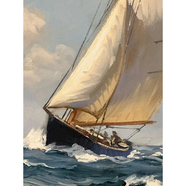 Late 20th Century Seascape Oil Painting "Sailboat on the Sea" by Charles Vickery, Framed | IdleHour