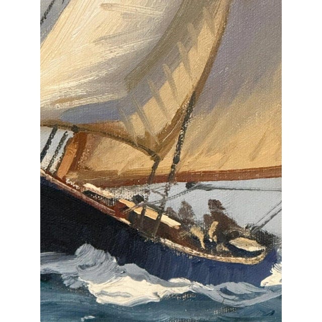 Late 20th Century Seascape Oil Painting "Sailboat on the Sea" by Charles Vickery, Framed | IdleHour
