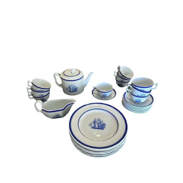 Late 20th Century Spode Blue Clipper Tea Set for 10 - 33 Pieces | IdleHour