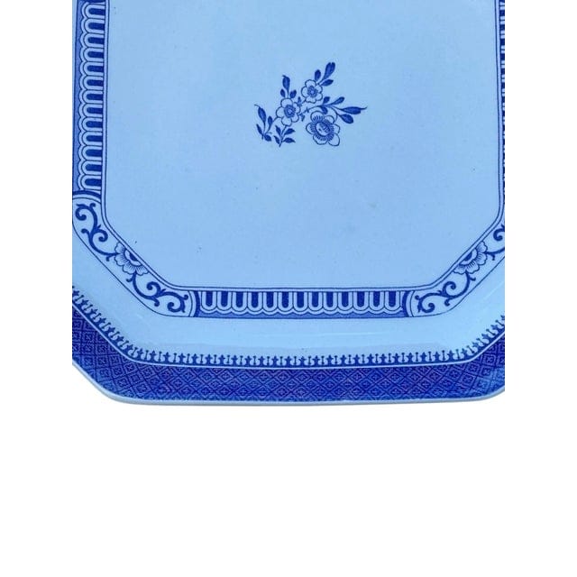 Late 20th Century Spode Handled Cake Plate in Old Bedford Blue Pattern | IdleHour