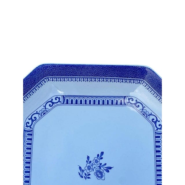 Late 20th Century Spode Handled Cake Plate in Old Bedford Blue Pattern | IdleHour