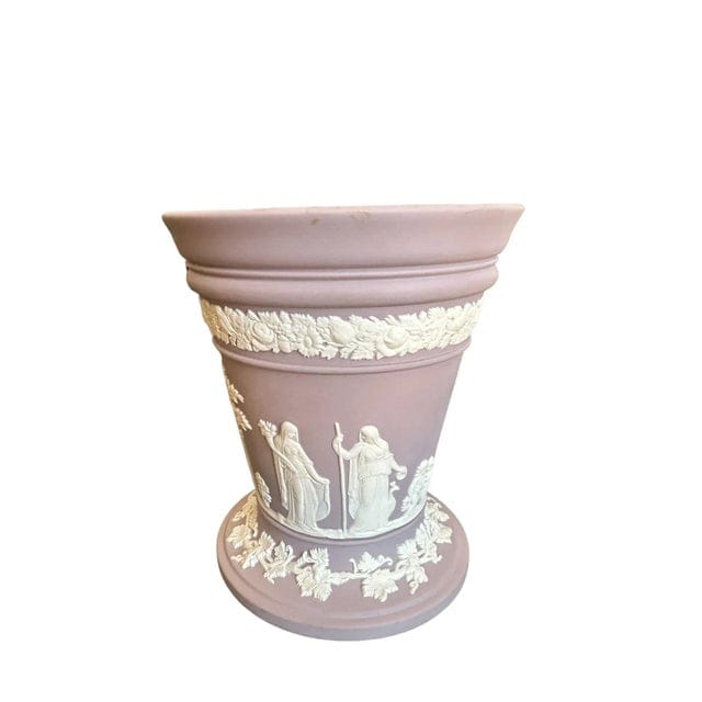 Late 20th Century Vintage Lilac Wedgwood Jasperware Vase With Sacrifice Figures and Cherubs | IdleHour