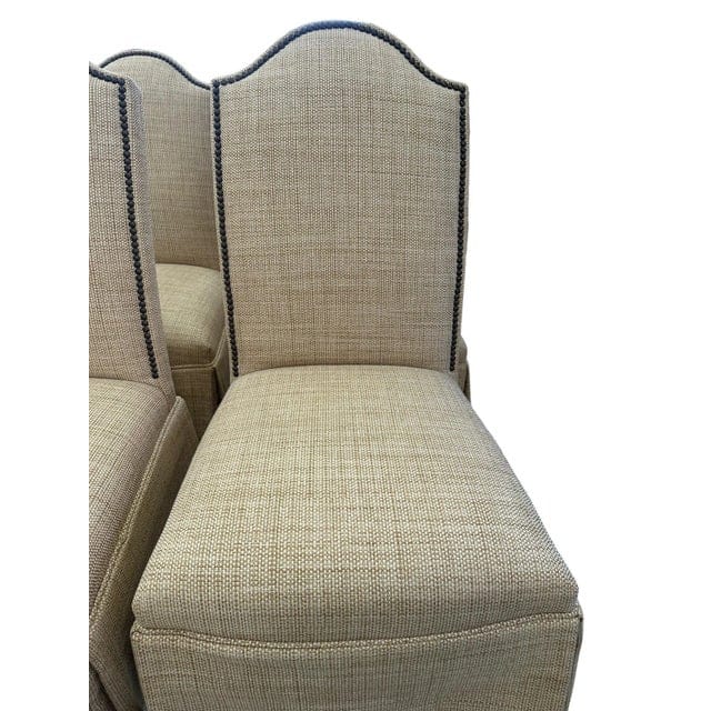 Lillian August Linen Dining Chairs With Pleated Skirts and Nailheads - Set of 8 | IdleHour
