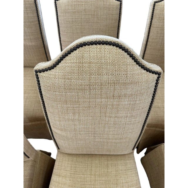 Lillian August Linen Dining Chairs With Pleated Skirts and Nailheads - Set of 8 | IdleHour