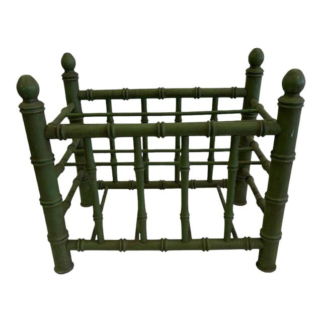 Mid 20th Century Faux Bamboo Hollywood Regency Canterbury Magazine Rack | IdleHour