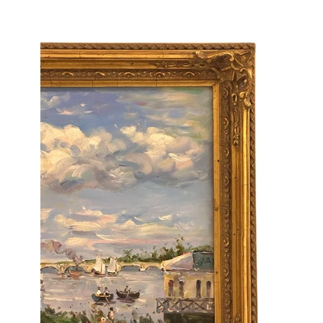 Mid 20th Century Impressionist Riverside Landscape Oil on Canvas - Signed, Framed | IdleHour