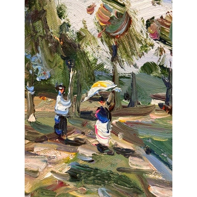 Mid 20th Century Impressionist Riverside Landscape Oil on Canvas - Signed, Framed | IdleHour