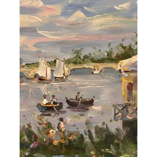 Mid 20th Century Impressionist Riverside Landscape Oil on Canvas - Signed, Framed | IdleHour