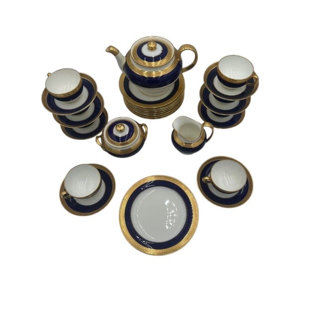 Mid 20th Century Minton “Cobalt & Gold” Pattern G6262 – Complete Tea Set for Eight - 30 Pieces | IdleHour