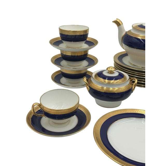 Mid 20th Century Minton “Cobalt & Gold” Pattern G6262 – Complete Tea Set for Eight - 30 Pieces | IdleHour