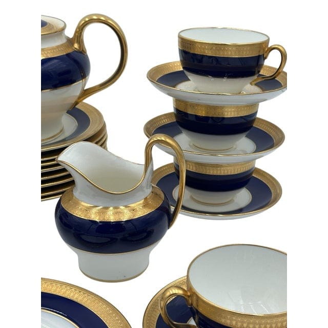 Mid 20th Century Minton “Cobalt & Gold” Pattern G6262 – Complete Tea Set for Eight - 30 Pieces | IdleHour