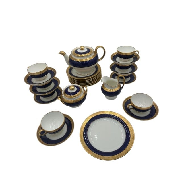 Mid 20th Century Minton “Cobalt & Gold” Pattern G6262 – Complete Tea Set for Eight - 30 Pieces | IdleHour