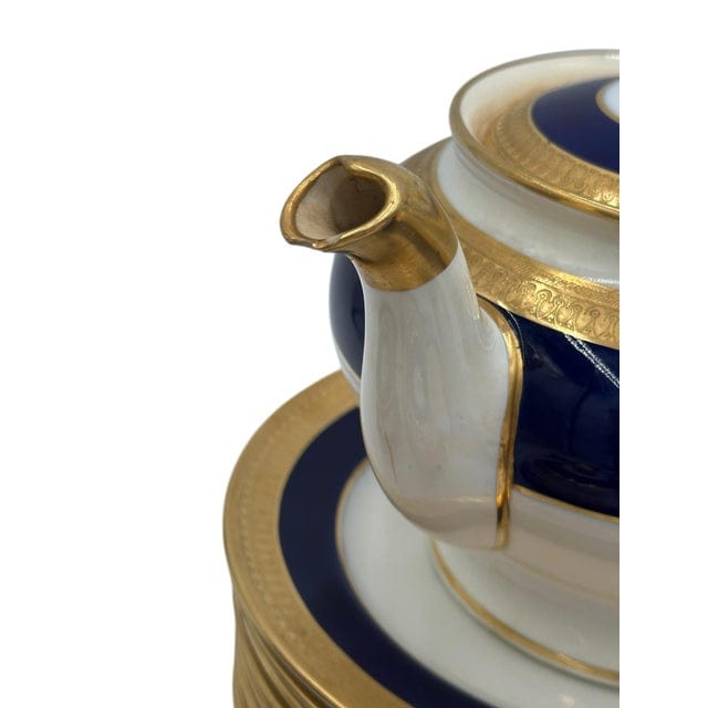 Mid 20th Century Minton “Cobalt & Gold” Pattern G6262 – Complete Tea Set for Eight - 30 Pieces | IdleHour