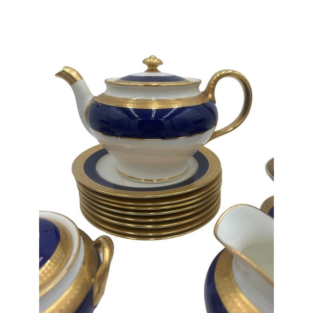 Mid 20th Century Minton “Cobalt & Gold” Pattern G6262 – Complete Tea Set for Eight - 30 Pieces | IdleHour