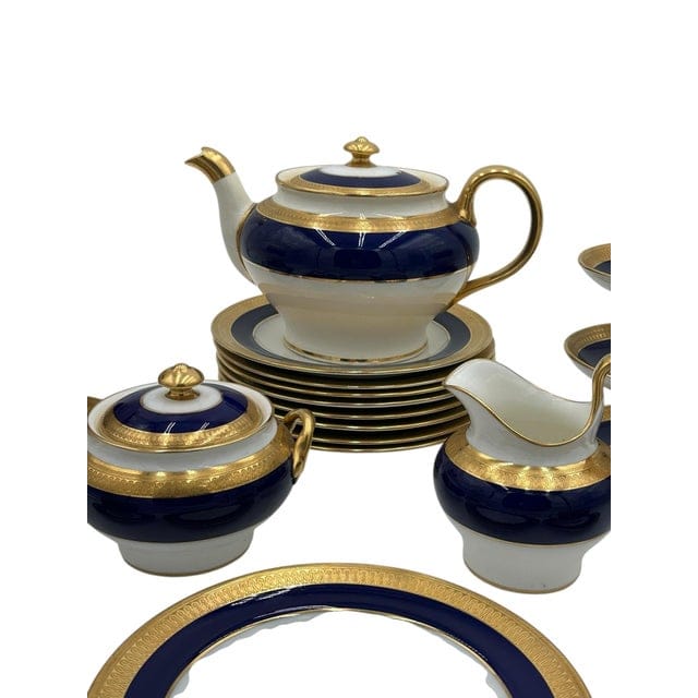 Mid 20th Century Minton “Cobalt & Gold” Pattern G6262 – Complete Tea Set for Eight - 30 Pieces | IdleHour