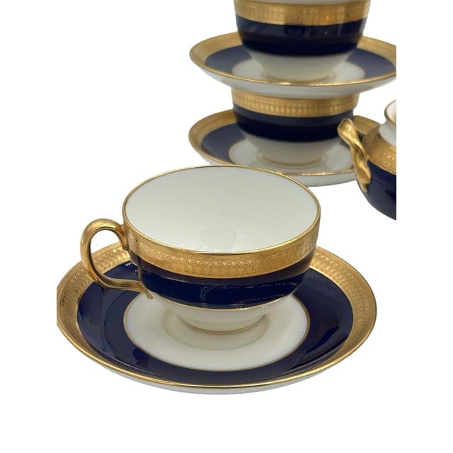 Mid 20th Century Minton “Cobalt & Gold” Pattern G6262 – Complete Tea Set for Eight - 30 Pieces | IdleHour