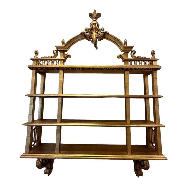 Mid 20th Century Multi-Tiered Vintage Italian Gilded Wall Shelf | IdleHour