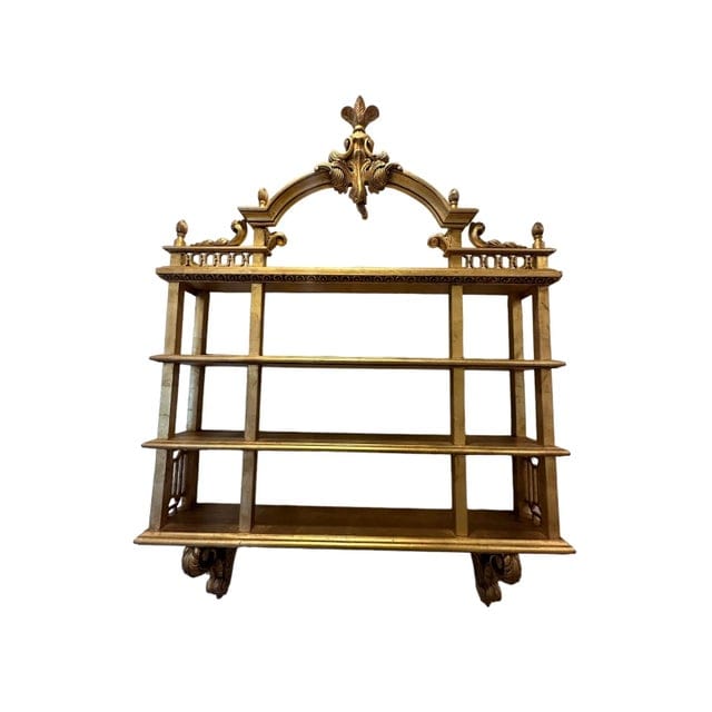Mid 20th Century Multi-Tiered Vintage Italian Gilded Wall Shelf | IdleHour