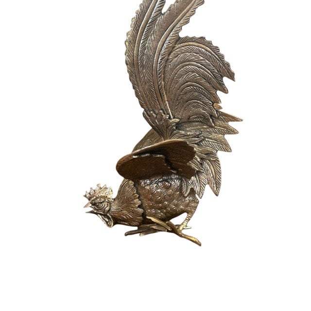 Mid 20th Century Pair of Large English Silver Plated Fighting Roosters | IdleHour