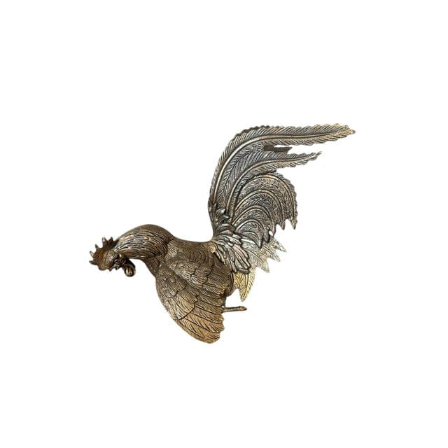 Mid 20th Century Pair of Large English Silver Plated Fighting Roosters | IdleHour