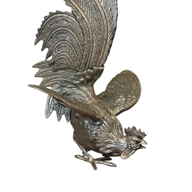 Mid 20th Century Pair of Large English Silver Plated Fighting Roosters | IdleHour