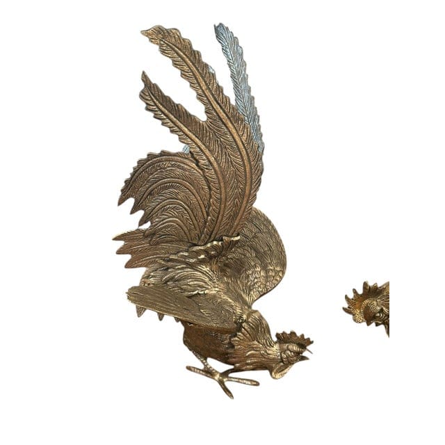 Mid 20th Century Pair of Large English Silver Plated Fighting Roosters | IdleHour