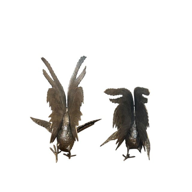 Mid 20th Century Pair of Large English Silver Plated Fighting Roosters | IdleHour