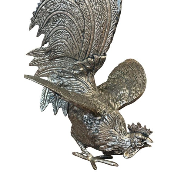 Mid 20th Century Pair of Large English Silver Plated Fighting Roosters | IdleHour