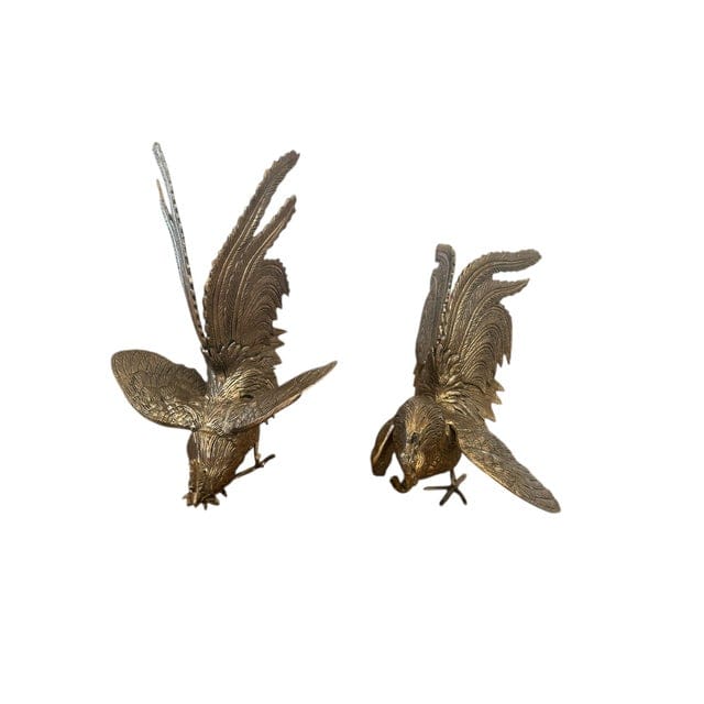 Mid 20th Century Pair of Large English Silver Plated Fighting Roosters | IdleHour