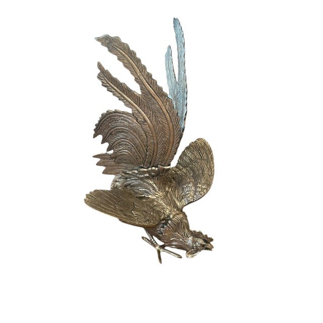 Mid 20th Century Pair of Large English Silver Plated Fighting Roosters | IdleHour
