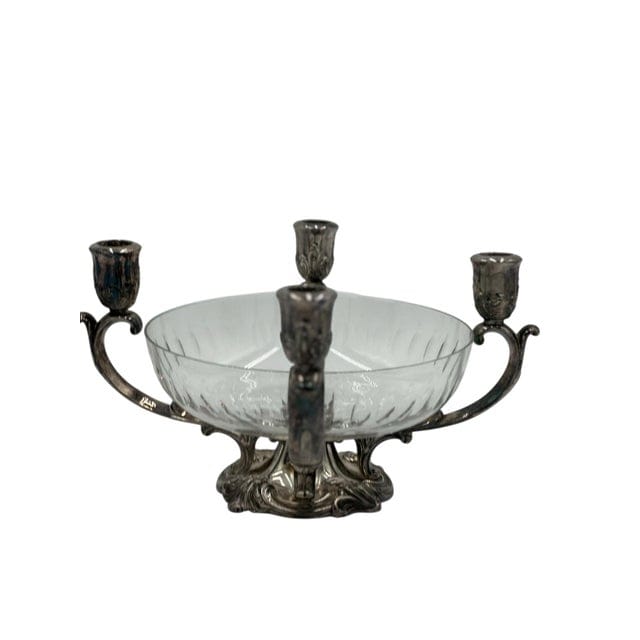 Mid 20th Century Reed & Barton Silverplate Epergne With Cut Glass Bowl | IdleHour