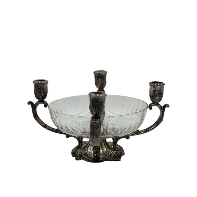 Mid 20th Century Reed & Barton Silverplate Epergne With Cut Glass Bowl | IdleHour