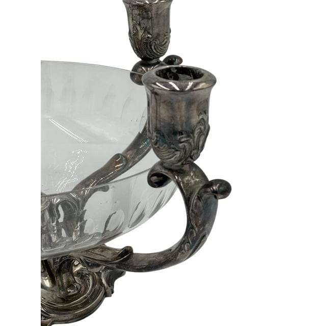Mid 20th Century Reed & Barton Silverplate Epergne With Cut Glass Bowl | IdleHour