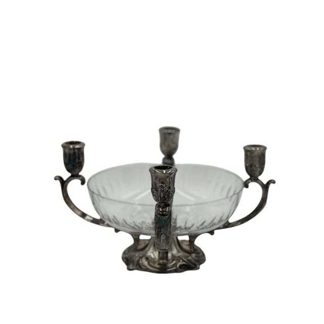 Mid 20th Century Reed & Barton Silverplate Epergne With Cut Glass Bowl | IdleHour