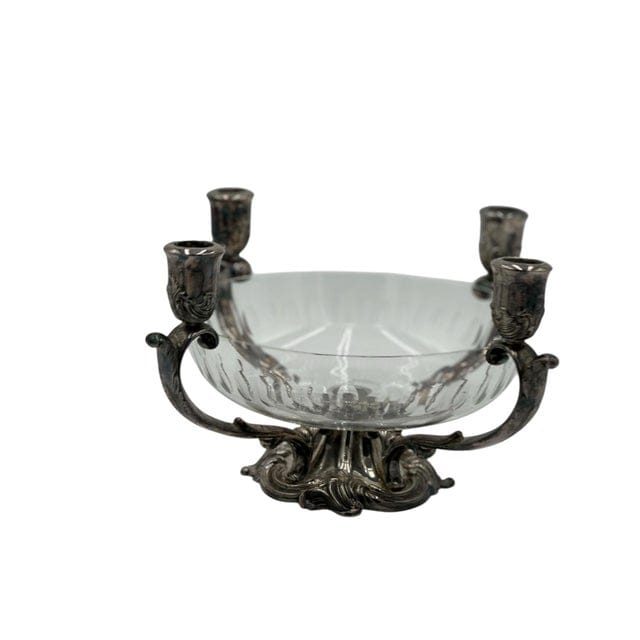 Mid 20th Century Reed & Barton Silverplate Epergne With Cut Glass Bowl | IdleHour