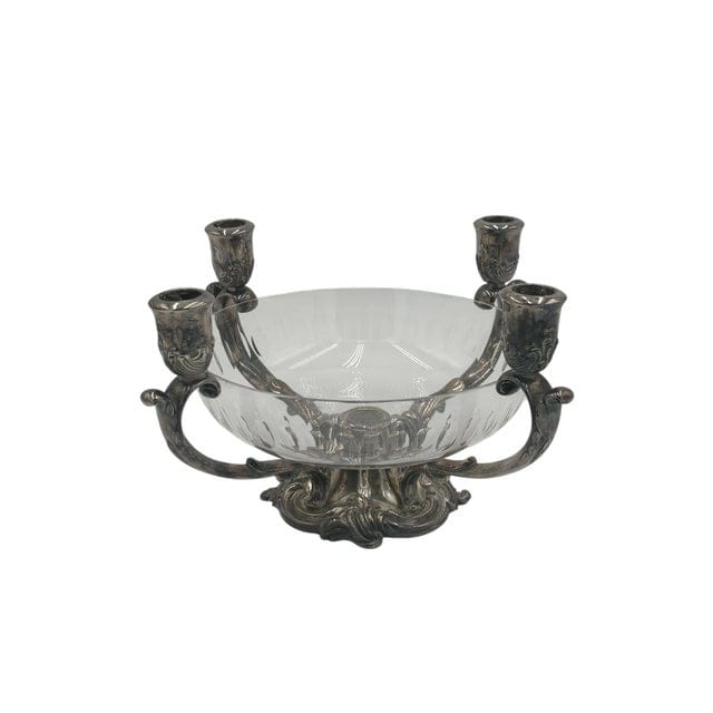 Mid 20th Century Reed & Barton Silverplate Epergne With Cut Glass Bowl | IdleHour