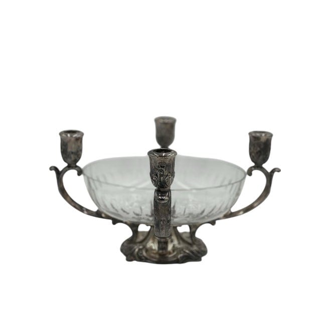 Mid 20th Century Reed & Barton Silverplate Epergne With Cut Glass Bowl | IdleHour