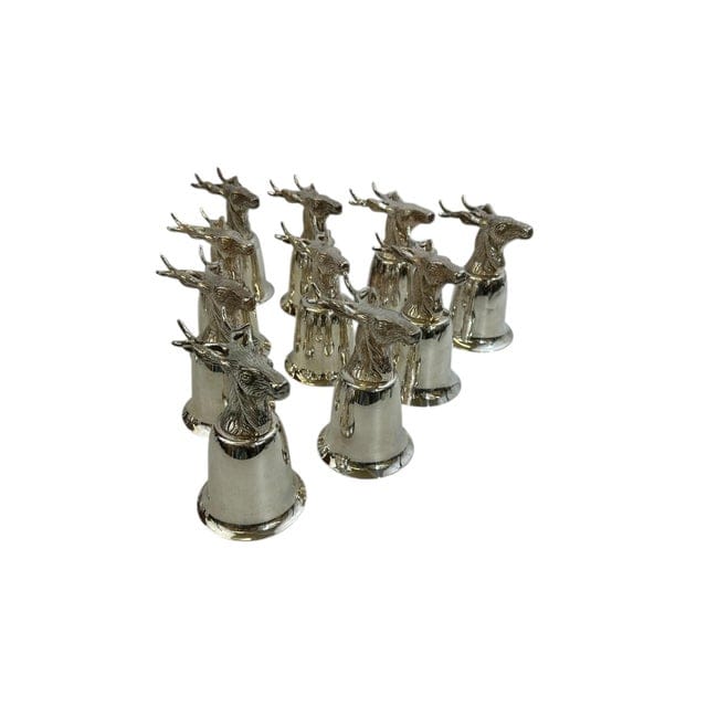 Mid 20th Century Set of 10 Silver Plate Elk Stirrup Cups | IdleHour