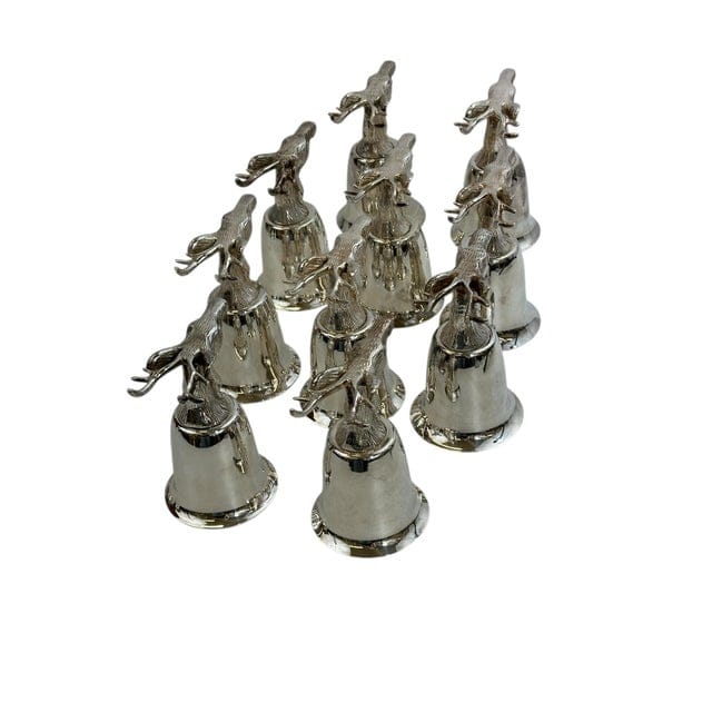 Mid 20th Century Set of 10 Silver Plate Elk Stirrup Cups | IdleHour