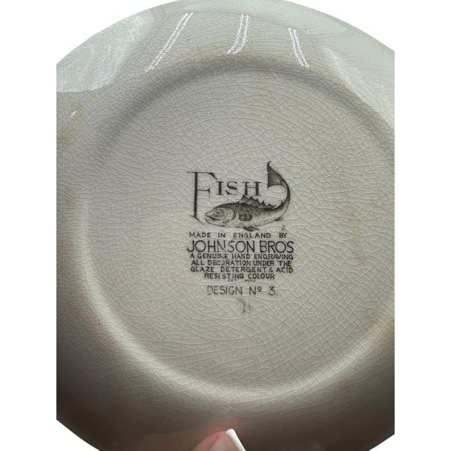 Mid 20th Century Set of 11 Vintage Johnson Brothers Fish Dinner Plates - 6 Patterns | IdleHour