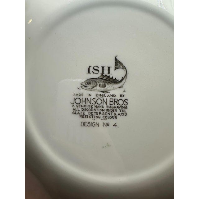 Mid 20th Century Set of 11 Vintage Johnson Brothers Fish Dinner Plates - 6 Patterns | IdleHour