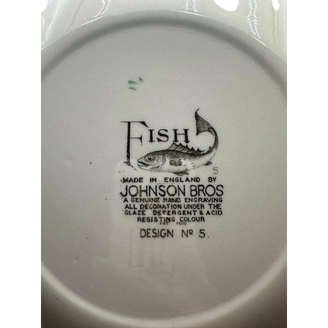 Mid 20th Century Set of 11 Vintage Johnson Brothers Fish Dinner Plates - 6 Patterns | IdleHour