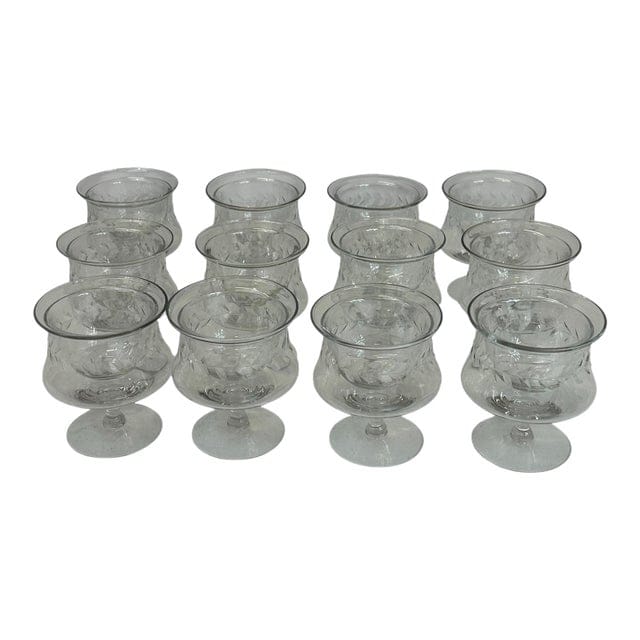 Mid 20th Century Set of 12 Vintage Crystal Caviar Seafood Servers | IdleHour