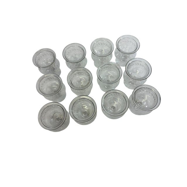 Mid 20th Century Set of 12 Vintage Crystal Caviar Seafood Servers | IdleHour