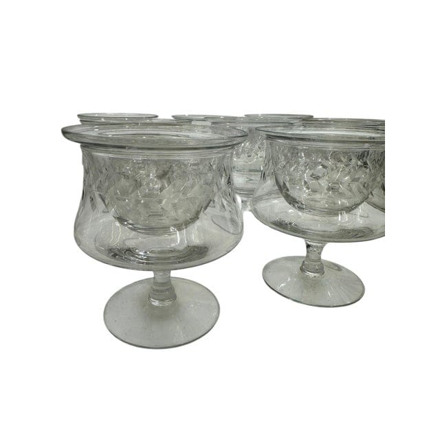 Mid 20th Century Set of 12 Vintage Crystal Caviar Seafood Servers | IdleHour